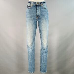 KHAITE Size 26 Daria Blue Cotton Blend High Waisted Slim Straight Jeans